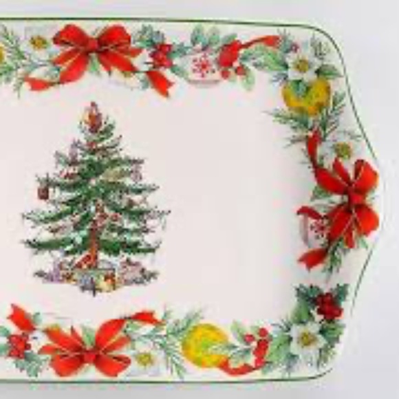 Spode Christmas Tree Dessert Tray 2017 Annual Bows Ornament Holly Fine China - Picture 4 of 4